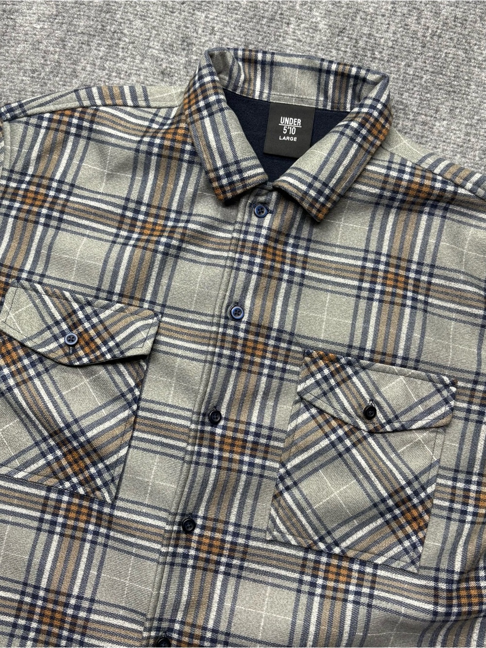 Under 510 Flannel Shirt Mens Large Gray Plaid Fleece Lined Long Sleeve City U510